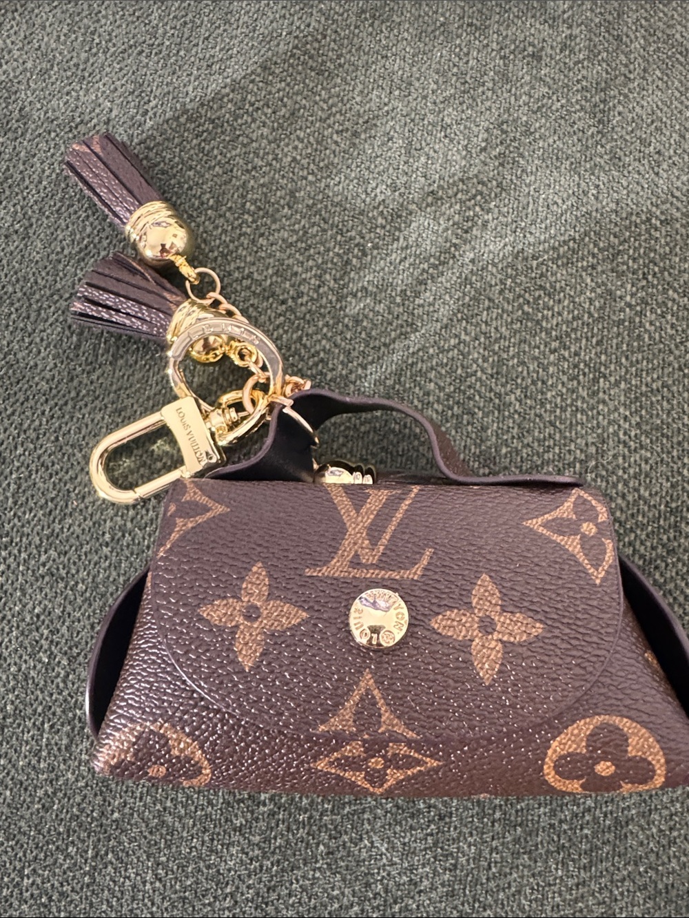 Louis Vuitton Brown Monogram Mini Bag Charm Key Holder with Tassels